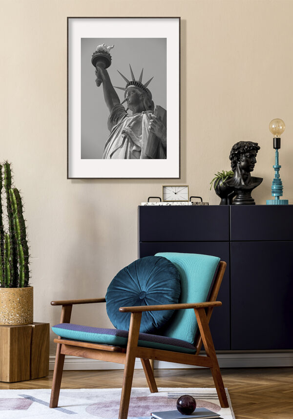 Estatua de la Libertad en escala de grises