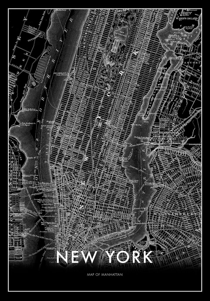 Mapa monocromático de Manhattan