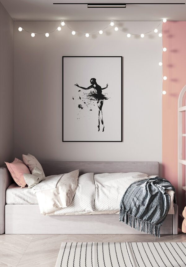 Ilustración en tinta de un ballet grácil
