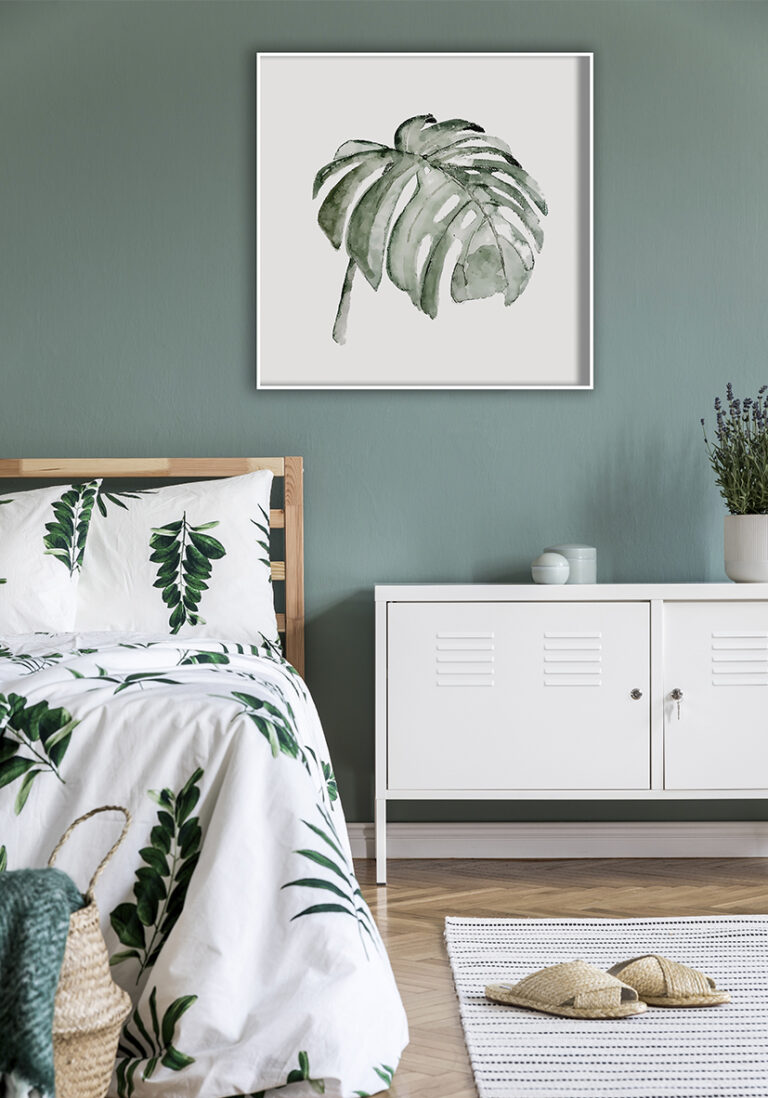 Ilustración de hoja de monstera en acuarela