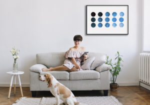 Diseño abstracto de círculos en azul y turquesa