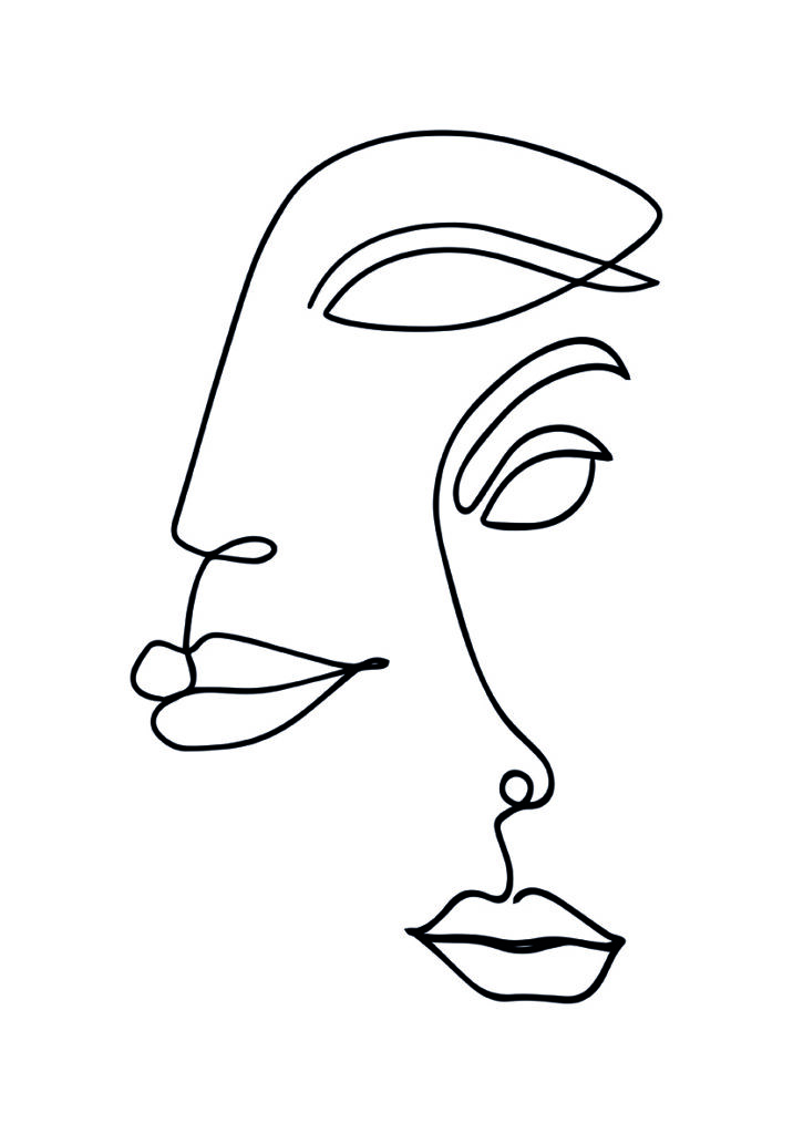 Dibujo abstracto de rostro con línea continua
