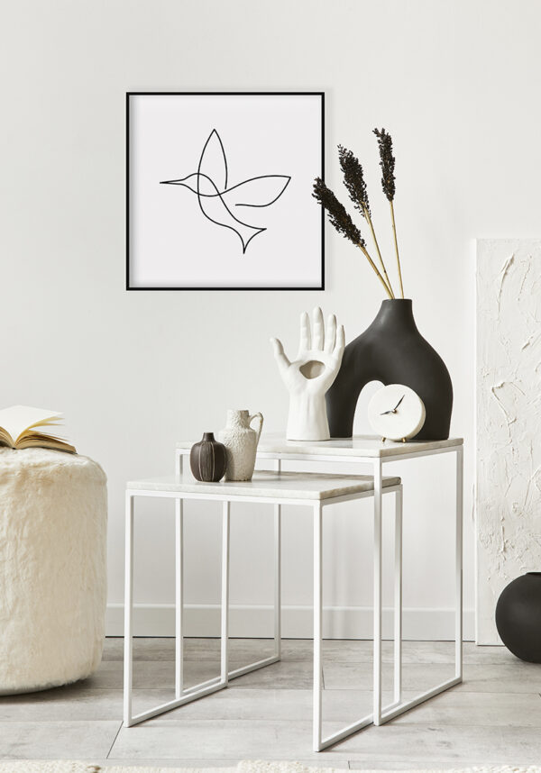 Ilustración minimalista de ave en arte lineal