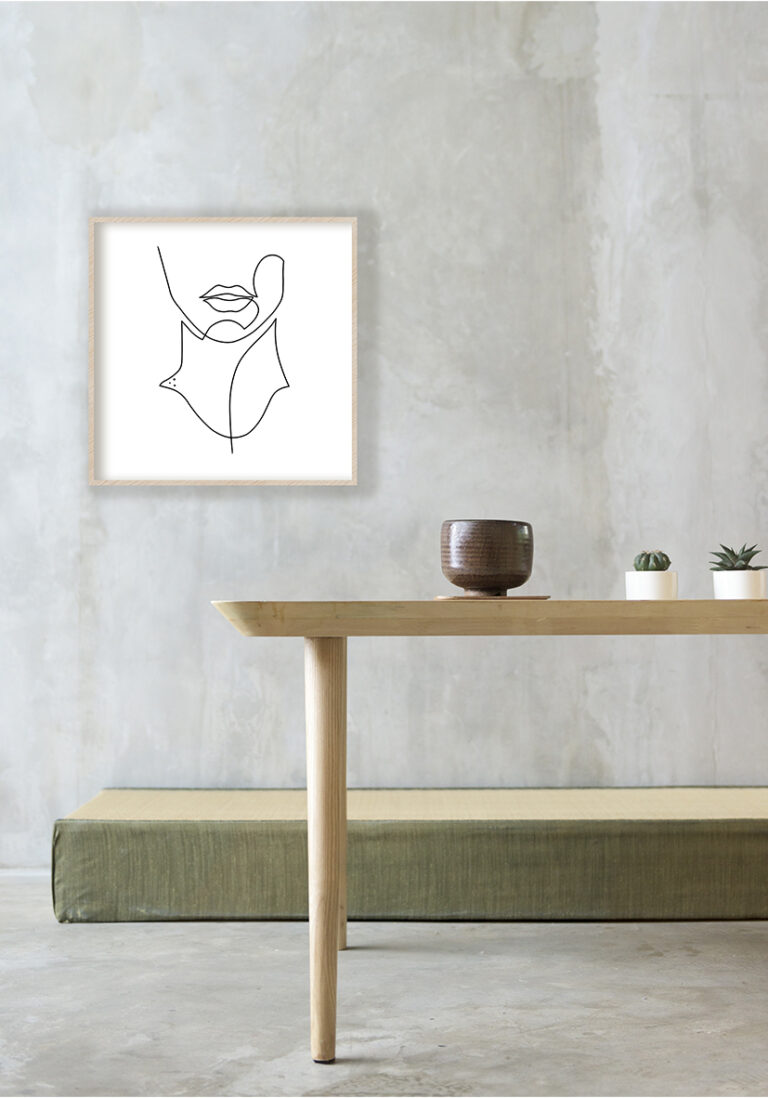 Rostro abstracto minimalista en línea continua