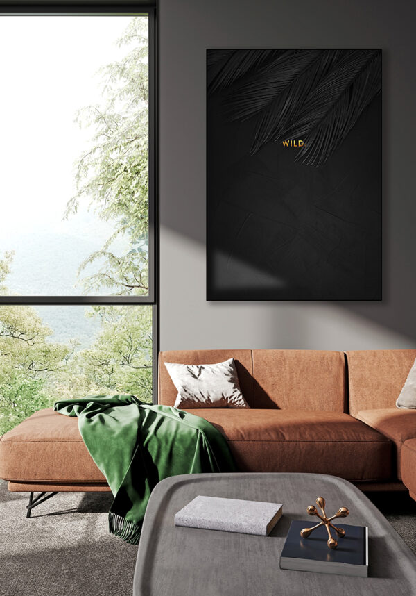 Elegantes hojas de palmera con textura oscura