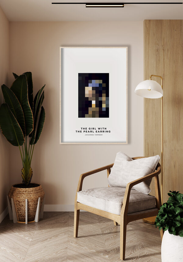 Chica con arete en arte pixelado