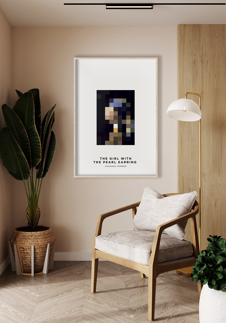 Chica con arete en arte pixelado