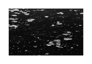 Hielo flotando en agua oscura