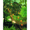 Escena vibrante de selva con monos