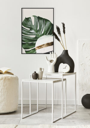 Arte abstracto con hoja verde