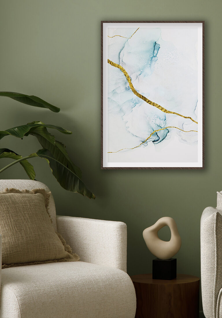 Arte elegante en tinta azul abstracta