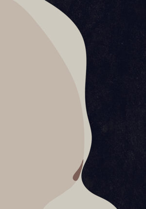 Silueta femenina minimalista en arte abstracto