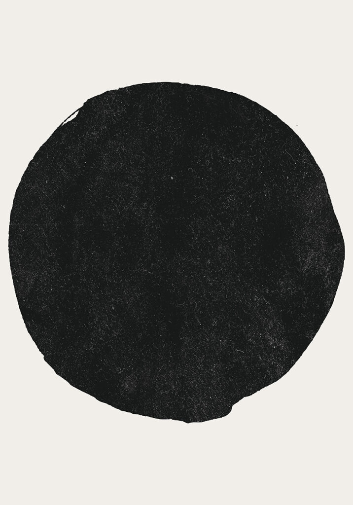 Círculo negro minimalista en arte abstracto