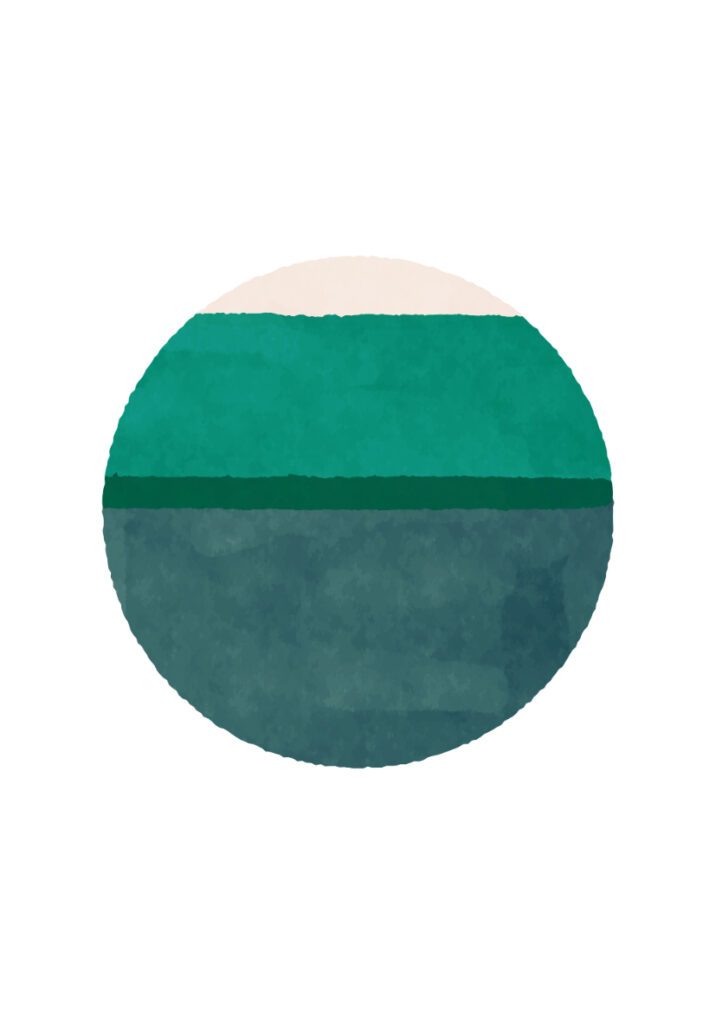Círculo en acuarela verde en estilo minimal