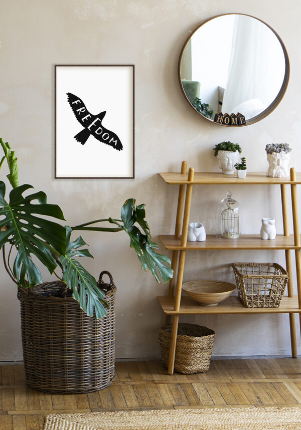 Diseño de ave en negro con estilo artístico