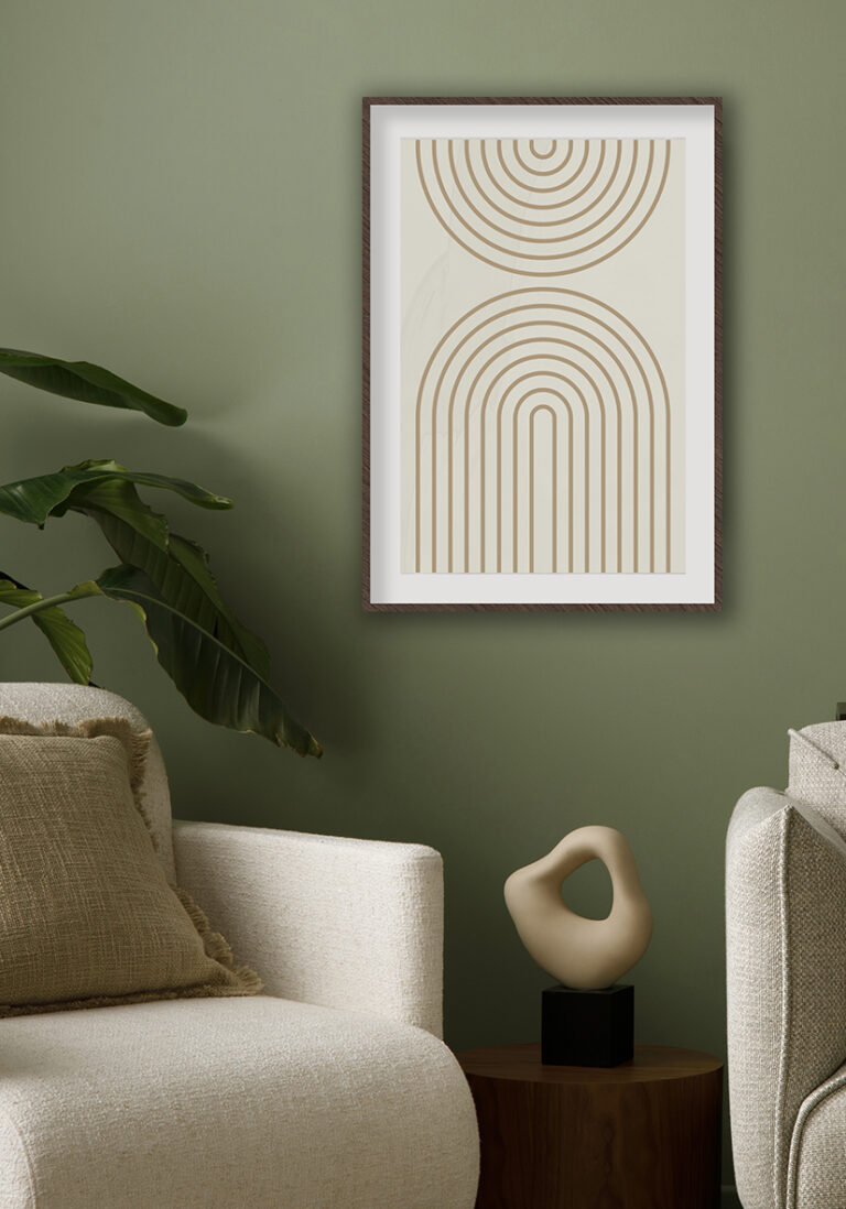 Póster minimalista con líneas en tono beige