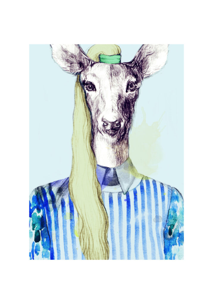 Retrato artístico de un ciervo con estilo elegante