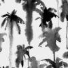Patrón artístico monocromo de palmeras en acuarela