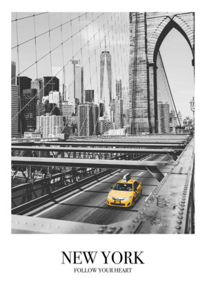 Vista de taxi amarillo en Nueva York