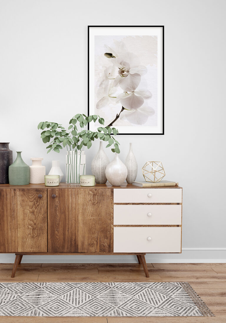 Orquídea blanca minimalista en acuarela