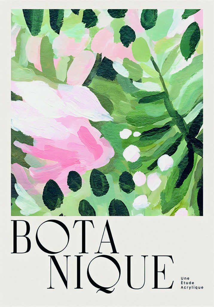Arte botánico abstracto en tonos suaves