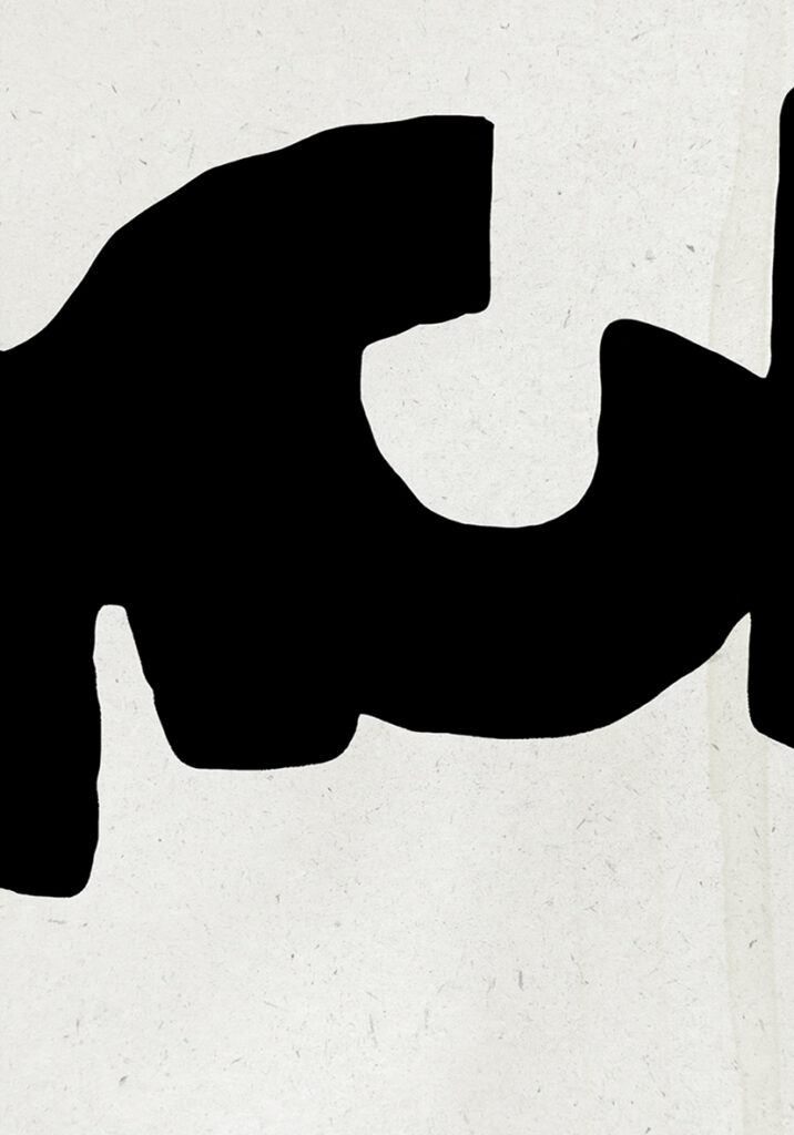 Obra abstracta minimalista en blanco y negro