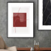Diseño minimalista abstracto con acentos rojos