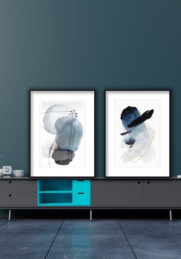 Arte abstracto en azul y negro