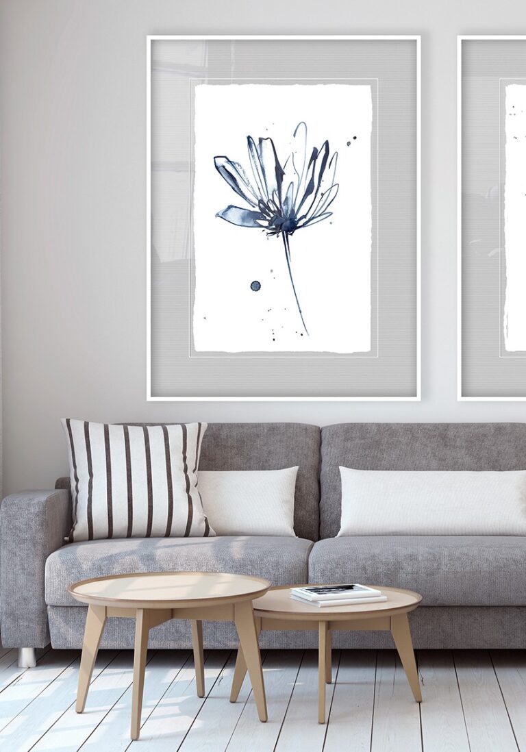 Forma floral abstracta en acuarela