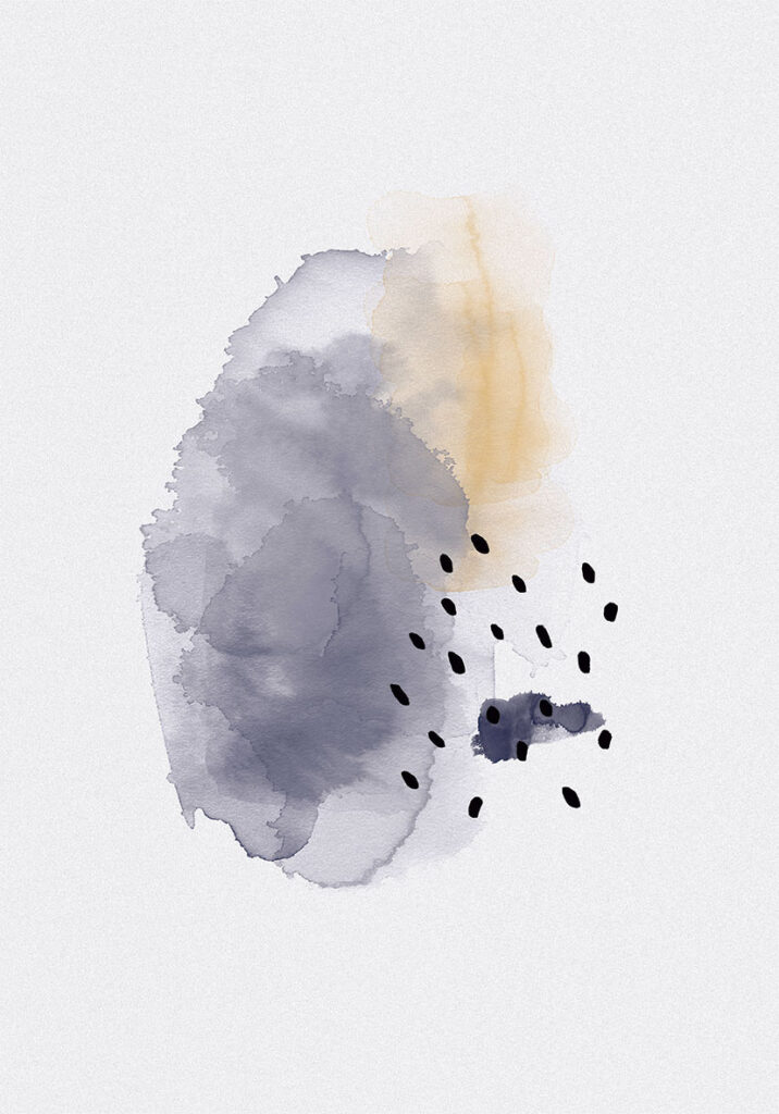 Acuarela abstracta con lunares minimalistas