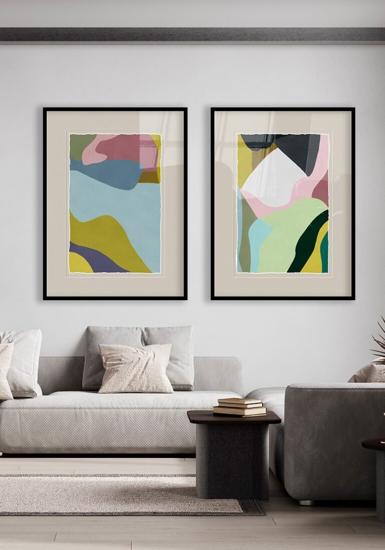 Ilustración geométrica multicolor y abstracta
