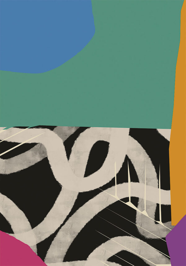 Obra geométrica multicolor abstracta