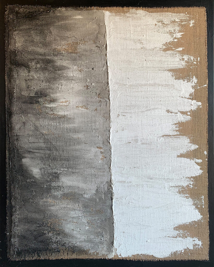 Pintura abstracta neutra de doble tonalidad