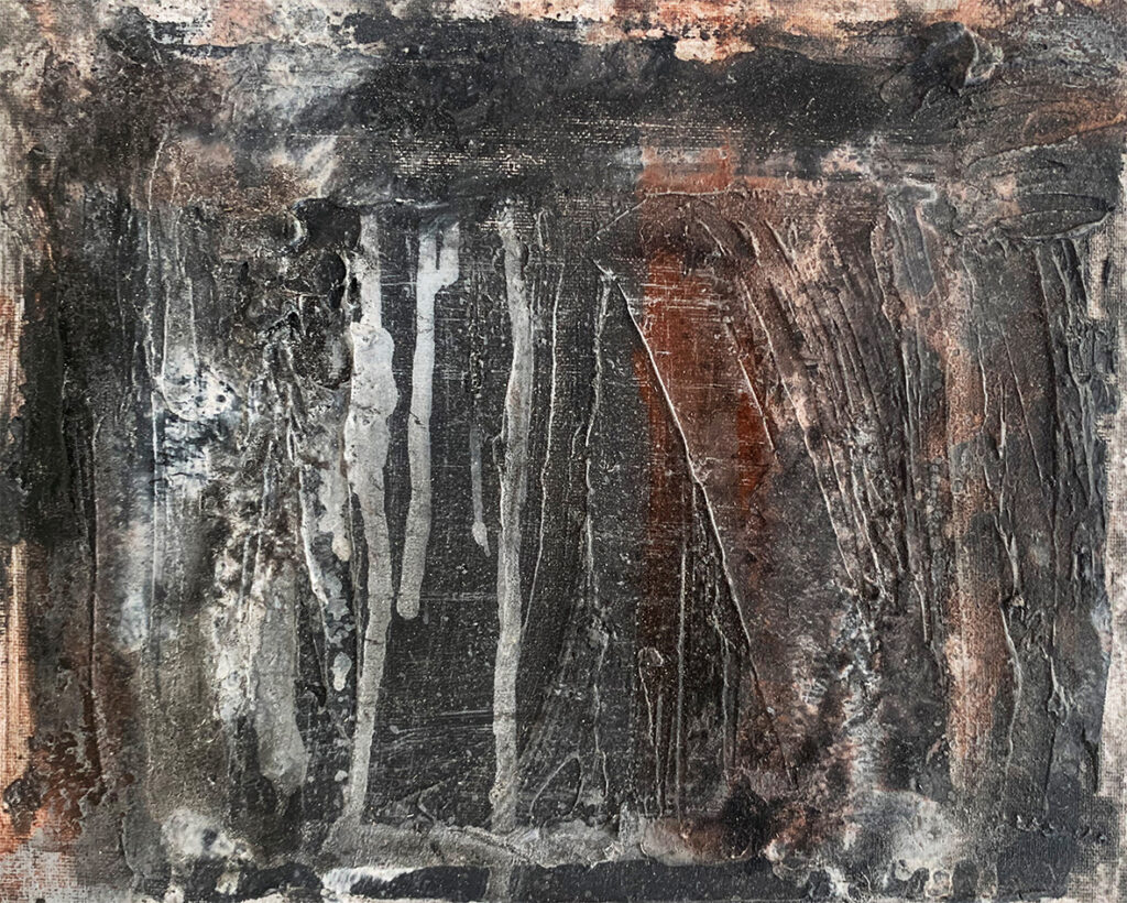 Pintura acrílica de matices neutros y esencia abstracta