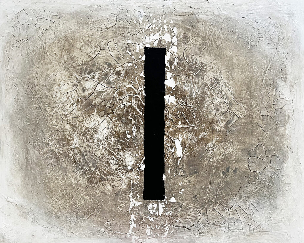Obra Abstracta Texturizada con Énfasis Vertical