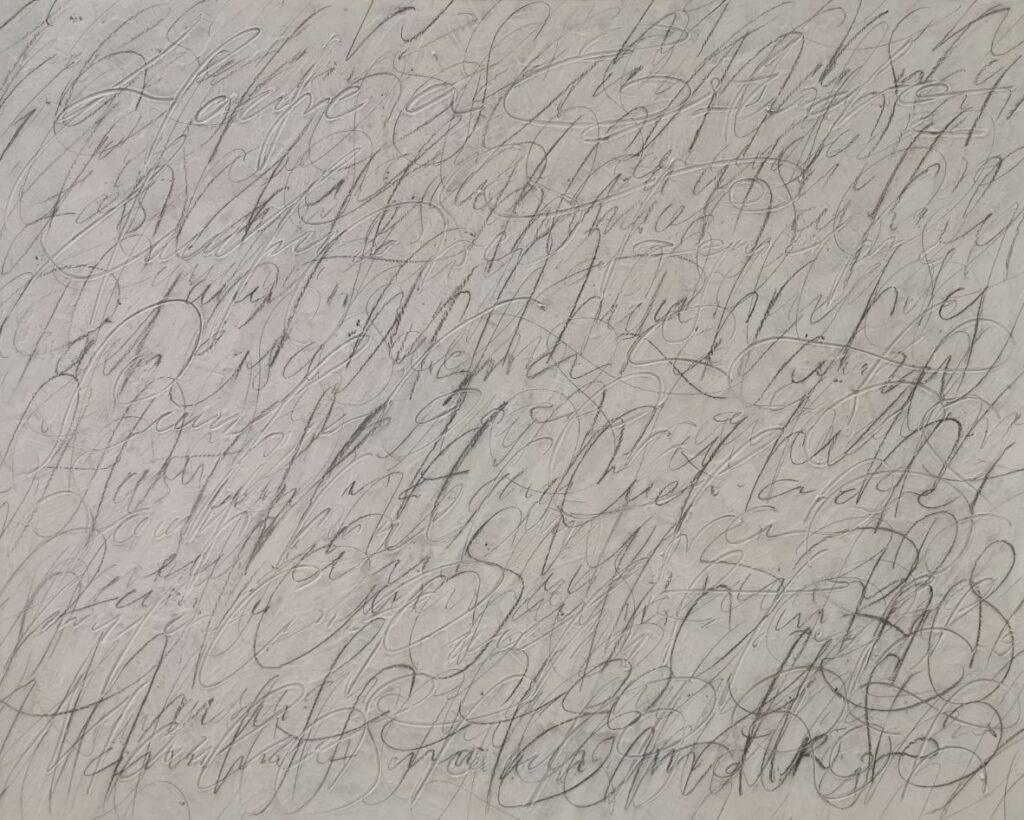 Composición caligráfica abstracta en tonos neutros