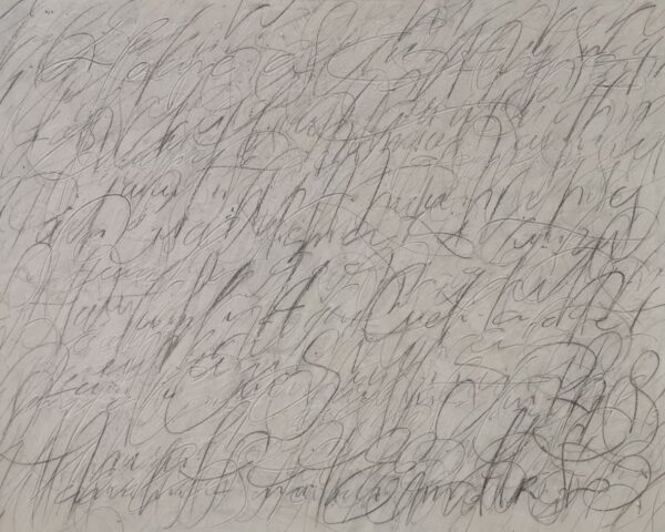 Composición caligráfica abstracta en tonos neutros