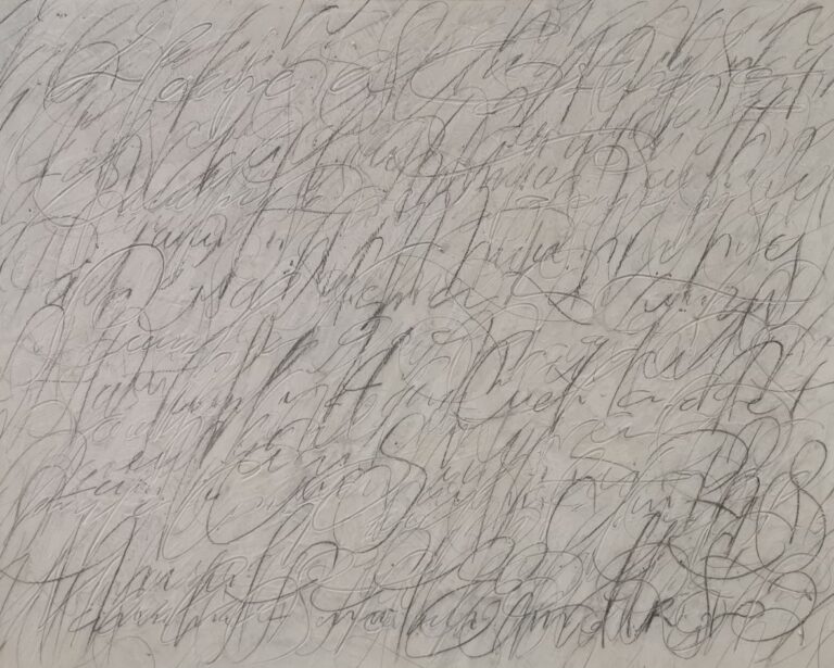Composición caligráfica abstracta en tonos neutros