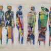 Figuras vibrantes en lienzo abstracto