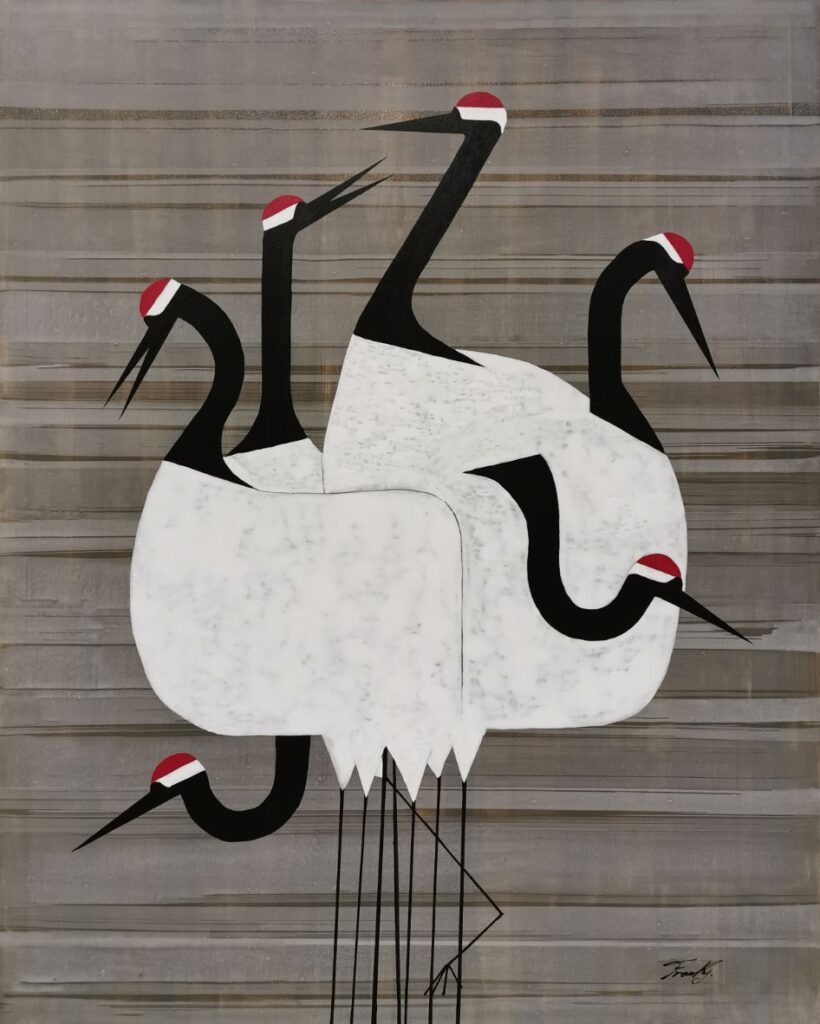 Arte minimalista con grullas