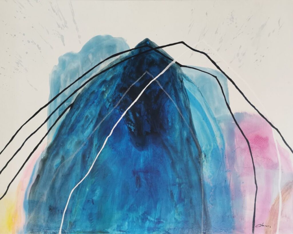 Pintura en azul y rosa