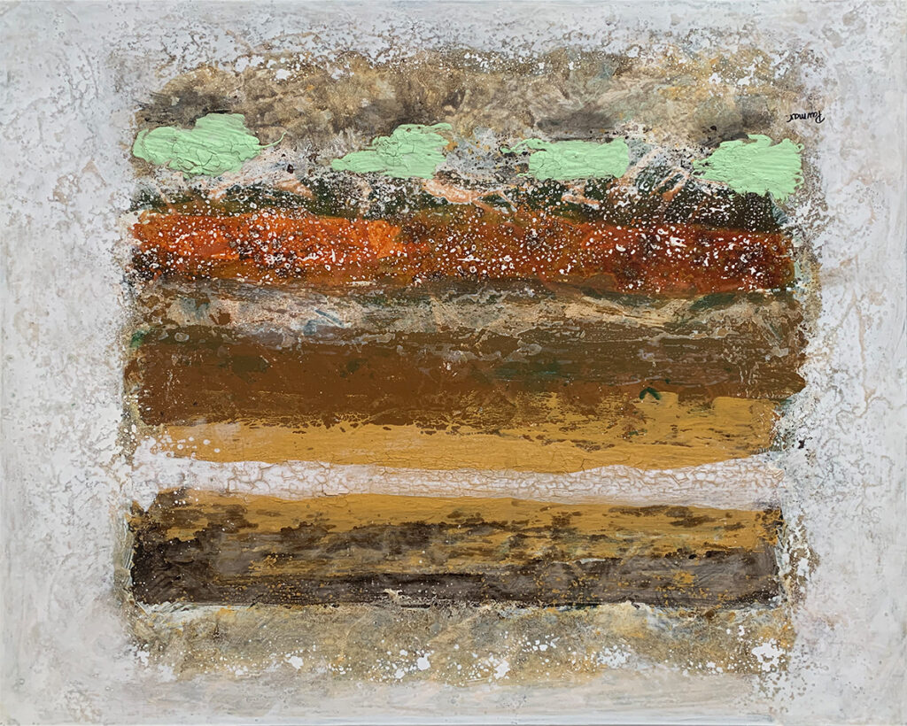 Pintura en capas abstractas con matices tierra