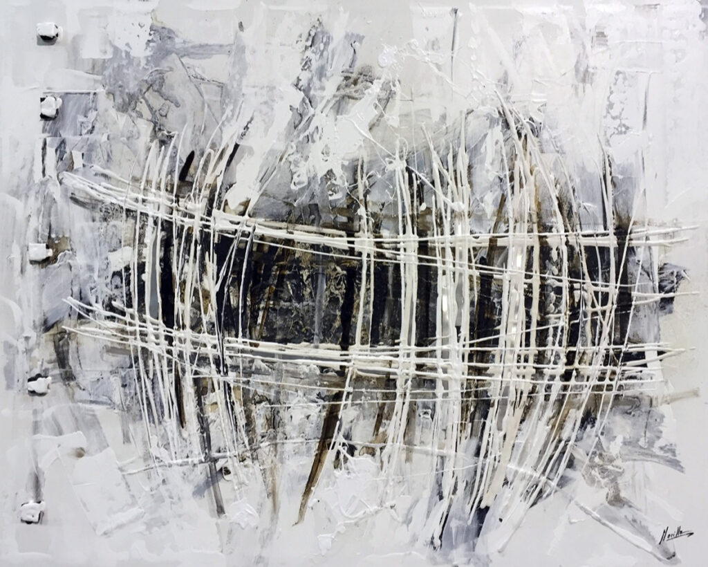 Obra Abstracta Monocromática Texturizada
