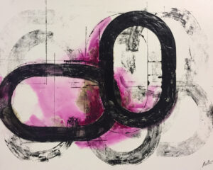 Pintura Abstracta de Pinceladas en Tonos Rosados