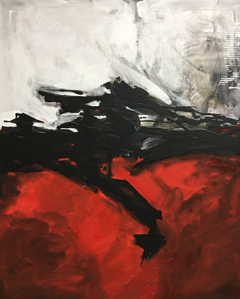 Pintura Abstracta con Rojo y Negro