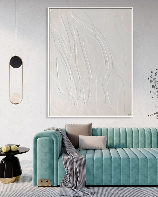 Ambiente Arte Abstracto Minimalista Texturizado en Blanco