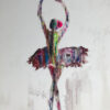 Obra Abstracta Colorida de Bailarina de Ballet