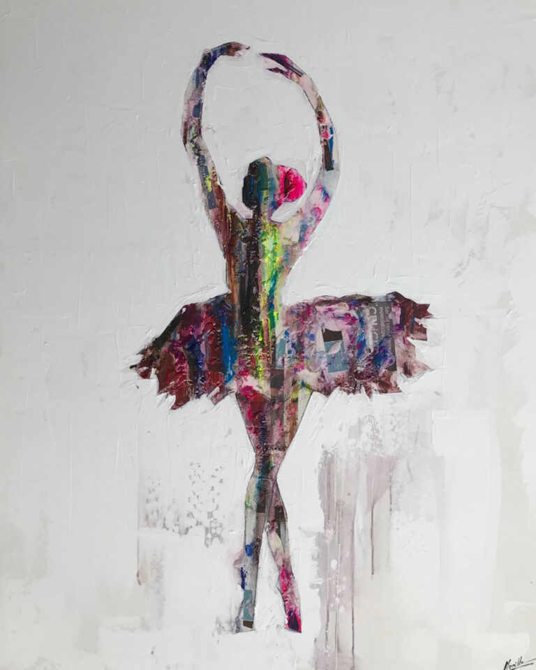 Obra Abstracta Colorida de Bailarina de Ballet