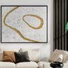 Ambiente Obra Abstracta en Blanco y Dorado con Textura