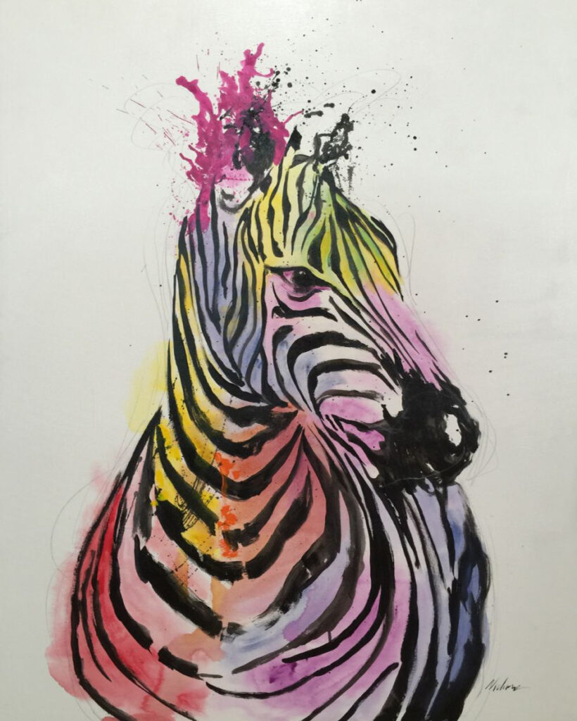 Arte Abstracto de Cebra con Pinceladas Vibrantes